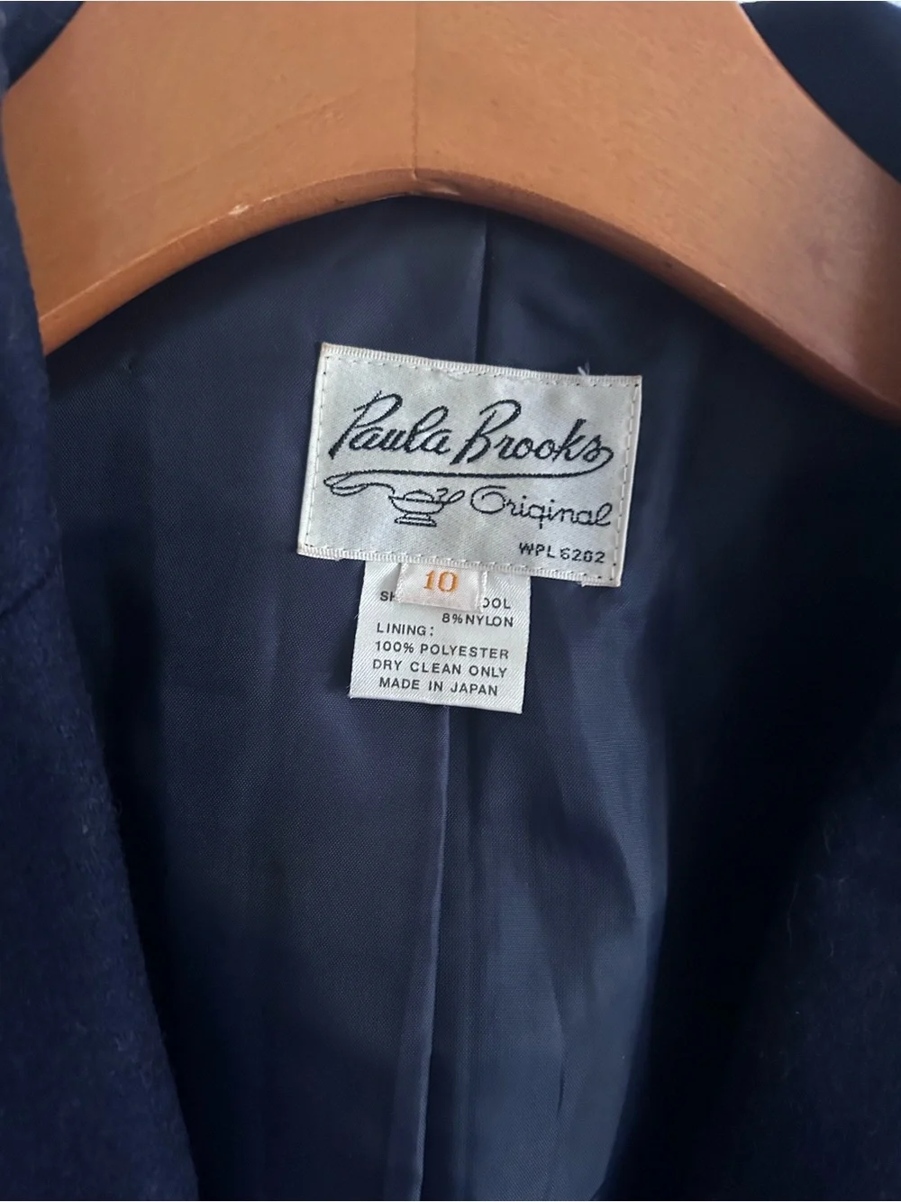 Vintage Paula Brooks Navy Wool Blend Blazer
